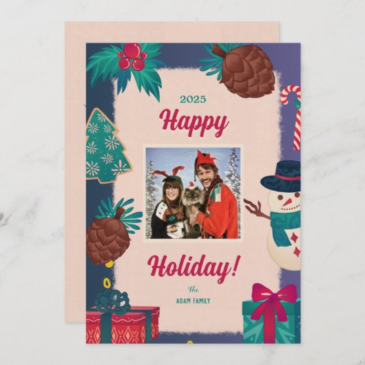 Frohe Weihnachts-Foto-Weihnachtskarten Feiertagskarte (Vorne/Hinten)