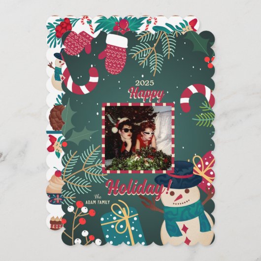 Frohe Weihnachts-Foto-Weihnachtskarten Feiertagskarte (Vorne/Hinten)