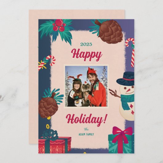 Frohe Weihnachts-Foto-Weihnachtskarten Feiertagskarte (Vorne/Hinten)