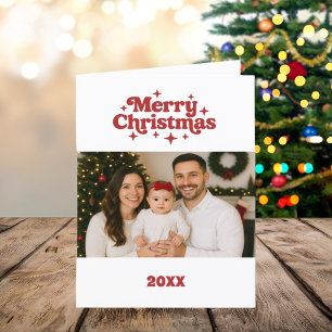 Frohe Weihnachts-Foto Weißes Rotes Jahr in Überprü Feiertagskarte