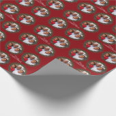 Frohe Weihnachts-Foto Wreath Red Christmas Geschenkpapier (Ecke)