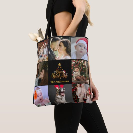 Frohe Weihnachts-Fotocollage-Tasche Tasche (Von Nahem)