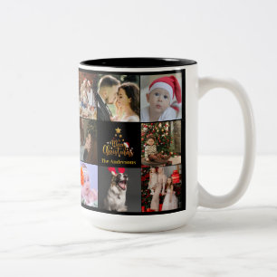 Frohe Weihnachts-FotoCollage Zweifarbige Tasse