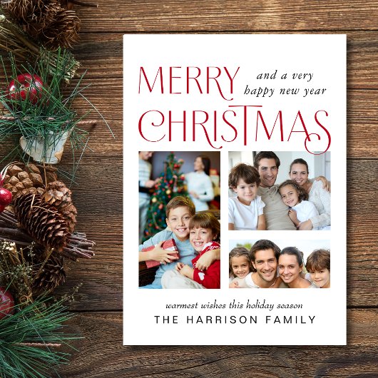 Frohe Weihnachts-Fotokarte Drei Bilderkollektion