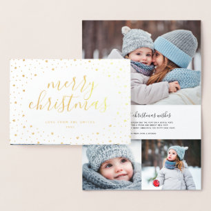 Frohe Weihnachts-Fotokarte   Real Gold Foil Stars Folienkarte