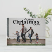 Frohe Weihnachts-Fotokarte | Schwarz Einladung (Stehend Vorderseite)