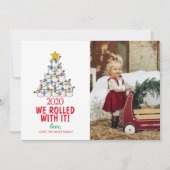 Frohe Weihnachts-Fotokarte Wir rollten mit ihr Einladung (Vorderseite)