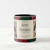 Frohe Weihnachts-Fotos Elegant Grün Kariert Zweifarbige Tasse (Mittel)