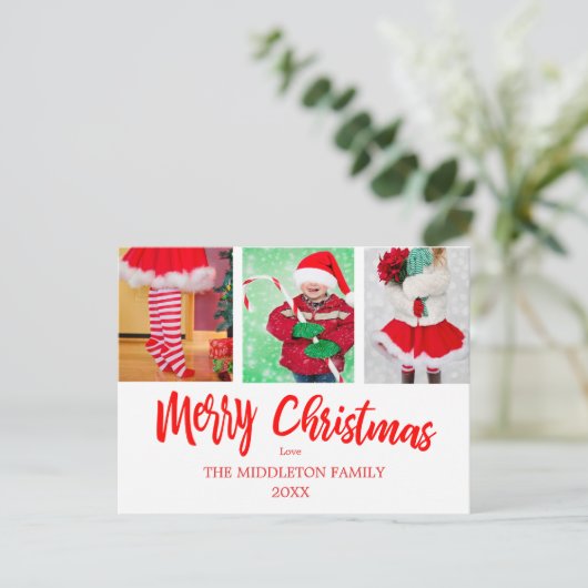 Frohe Weihnachts-Fotos Feiertag Gruß Postkarte (Stehend Vorderseite)