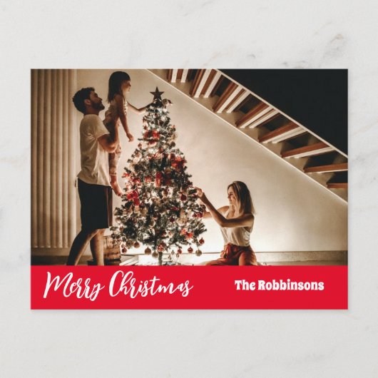 Frohe Weihnachts-Fotovorlage Gruß Urlaub Postkarte (Vorderseite)