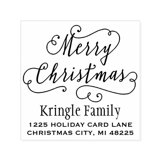 Frohe Weihnachts-freudige Script-Rücksendeadresse Permastempel (Design)