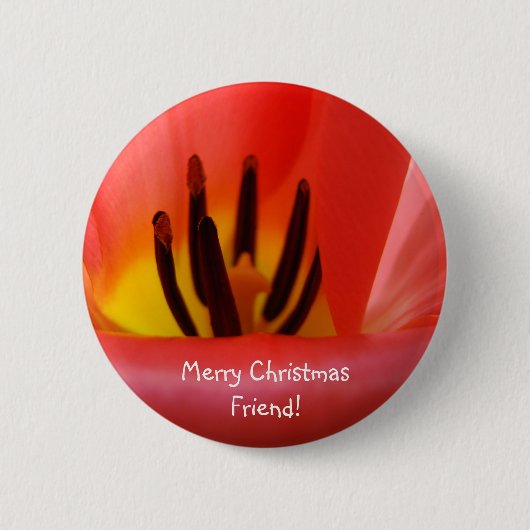 Frohe Weihnachts-Freund! Knöpfe Holiday Red Tulip Button (Vorderseite)