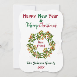 Frohe Weihnachts Friend Green Watercolor Wreath