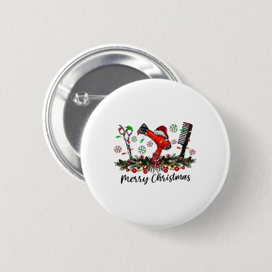 Frohe Weihnachts Friseur Friseur Matching C Button (Vorne & Hinten)