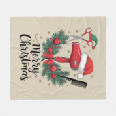 Frohe Weihnachts-Friseur Weihnachten Friseur Xmas  Fleecedecke (Vorderseite (Horizontal))