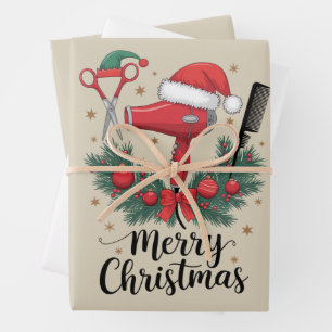 Frohe Weihnachts-Friseur Weihnachten Friseur Xmas Geschenkpapier Set