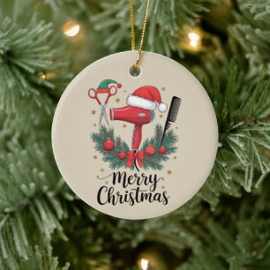 Frohe Weihnachts-Friseur Weihnachten Friseur Xmas Keramik Ornament