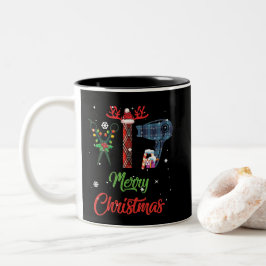 Frohe Weihnachts-Friseursalon Funny Tool Friseur Zweifarbige Tasse