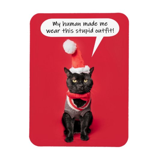 Frohe Weihnachts Funny Cat im Ferienhaus Outfit Magnet (Vertikal)