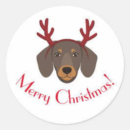 Frohe Weihnachts Funny Dackel Rentier Sticker