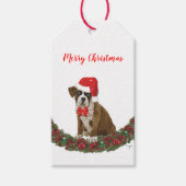 Frohe Weihnachts Funny Dog Whimsical Tree Red Geschenkanhänger (Vorderseite)