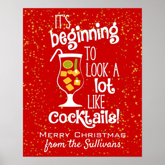 Frohe Weihnachts Funny Holiday Cocktail Poster (Vorne)