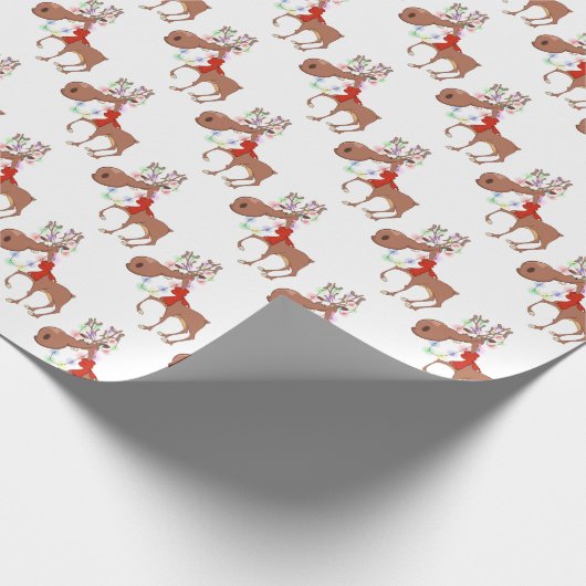 Frohe Weihnachts Funny Reindeers Geschenkpapier (Ecke)