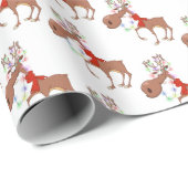 Frohe Weihnachts Funny Reindeers Geschenkpapier (Rolleneckpunkt)