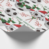 Frohe Weihnachts-Fußball-Ball Santa Geschenkpapier (Ecke)