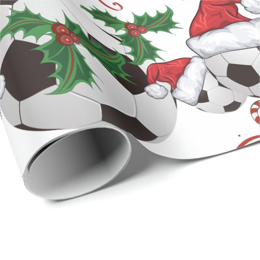 Frohe Weihnachts-Fußball-Ball Santa Geschenkpapier (Rolleneckpunkt)