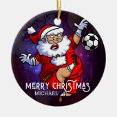 Frohe Weihnachts Fußball Fußball Santa Personalisi Keramik Ornament (Vorne)