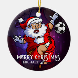 Frohe Weihnachts Fußball Fußball Santa Personalisi Keramik Ornament