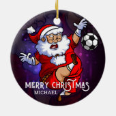 Frohe Weihnachts Fußball Fußball Santa Personalisi Keramik Ornament (Hinten)