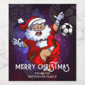 Frohe Weihnachts Fußball Fußball Santa Personalisi Weinetikett (Einzelnes Label)