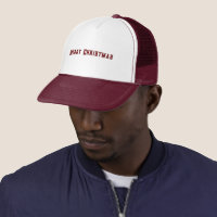 Frohe Weihnachts gedruckte Text Weiß und Maron-Cap