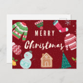 Frohe Weihnachts gekochte Pullover, Schneemann, Ba Postkarte (Vorne/Hinten)