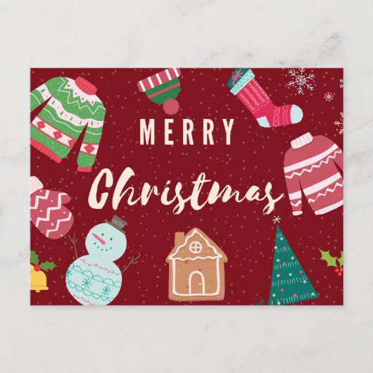 Frohe Weihnachts gekochte Pullover, Schneemann, Ba Postkarte (Vorderseite)