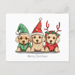 Frohe Weihnachts-Gelbe Labrador Retriever Hunde Postkarte