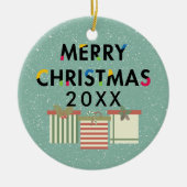 Frohe Weihnachts-Geschenkboxen Holiday Wreath Keramik Ornament (Vorne)