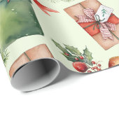 Frohe Weihnachts-Geschenkboxen Holly Berries Red B Geschenkpapier (Rolleneckpunkt)