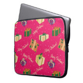 Frohe Weihnachts-Geschenkboxen Laptopschutzhülle (Vorderseite Links)