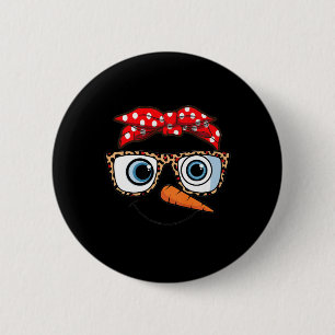 Frohe Weihnachts-Gesicht Snowman Weihnachten Leopa Button