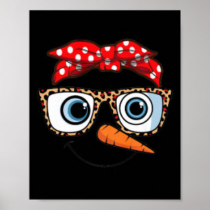 Frohe Weihnachts-Gesicht Snowman Weihnachten Leopa Poster