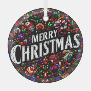Frohe Weihnachts gesteinigtes Glas Ornament Aus Glas