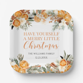 Frohe Weihnachts getrocknete Orangen Papier Napkin Pappteller