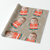 Frohe Weihnachts Gingerbread Custom Face Funny Geschenkpapier (Ungerollt)