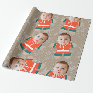 Frohe Weihnachts Gingerbread Custom Face Funny Geschenkpapier