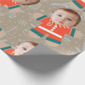 Frohe Weihnachts Gingerbread Custom Face Funny Geschenkpapier (Ecke)