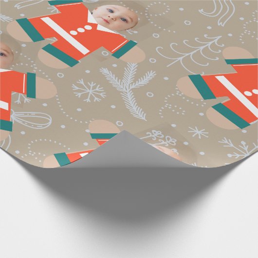 Frohe Weihnachts Gingerbread Custom Face Funny Geschenkpapier (Ecke)