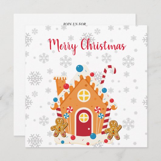 Frohe Weihnachts Gingerbread Haus mit Gingerbread Einladung (Vorne/Hinten)